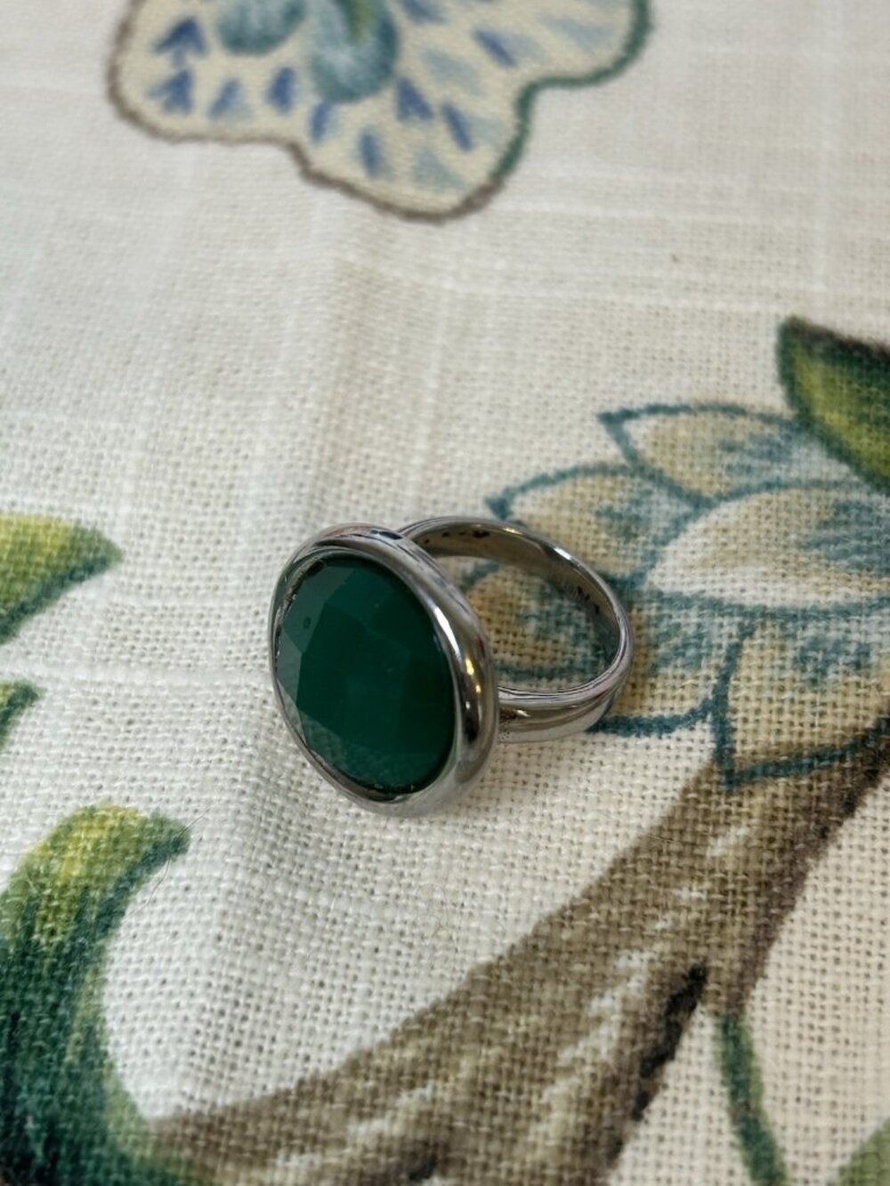Sterling Silver Green Ring Gemstone Size 6 MCM Retro Statement Jewelry Round Fun - Picture 9 of 12